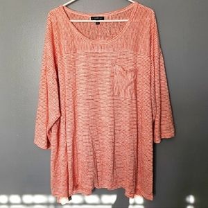 Lane Bryant Top in White with Orange Stripes